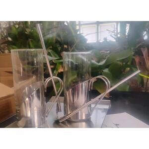 New Irish Coffee Set Elegant Home Collection 2 Glasses Stainless Steel Holder